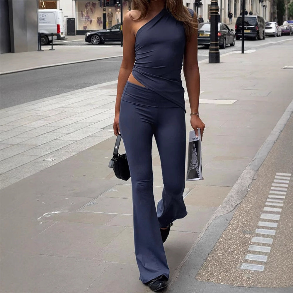 Damen Eleganter Jumpsuit mit asymmetrischem Design und dekorativer Taillierung Drune