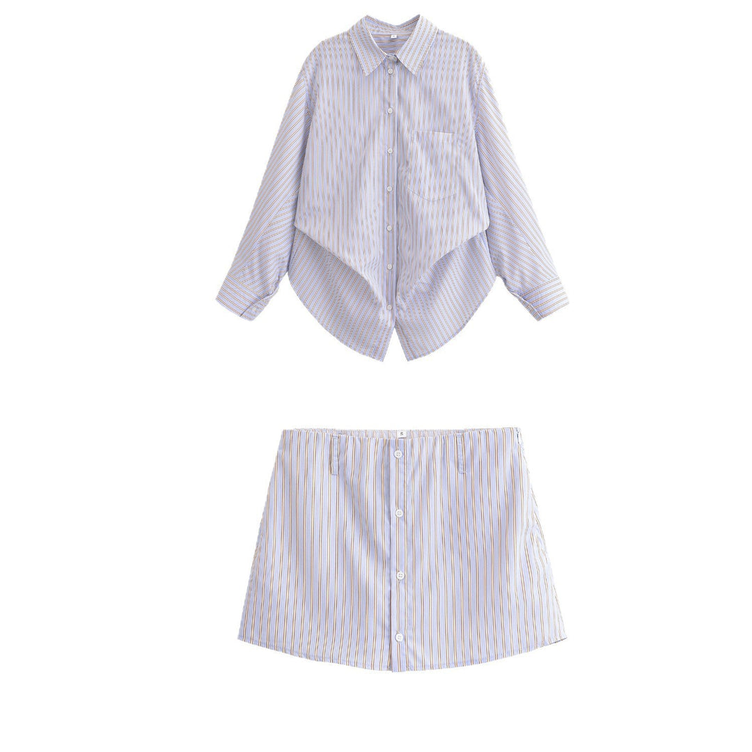 Damen Oversize-Hemdbluse mit feinen Längsstreifen, Brusttasche und abgerundetem Saum Drune