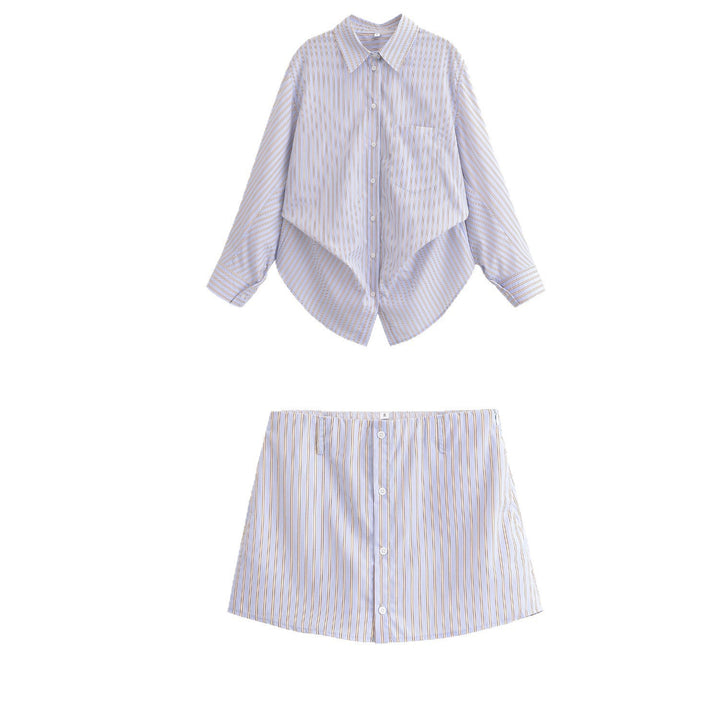Damen Oversize-Hemdbluse mit feinen Längsstreifen, Brusttasche und abgerundetem Saum Drune