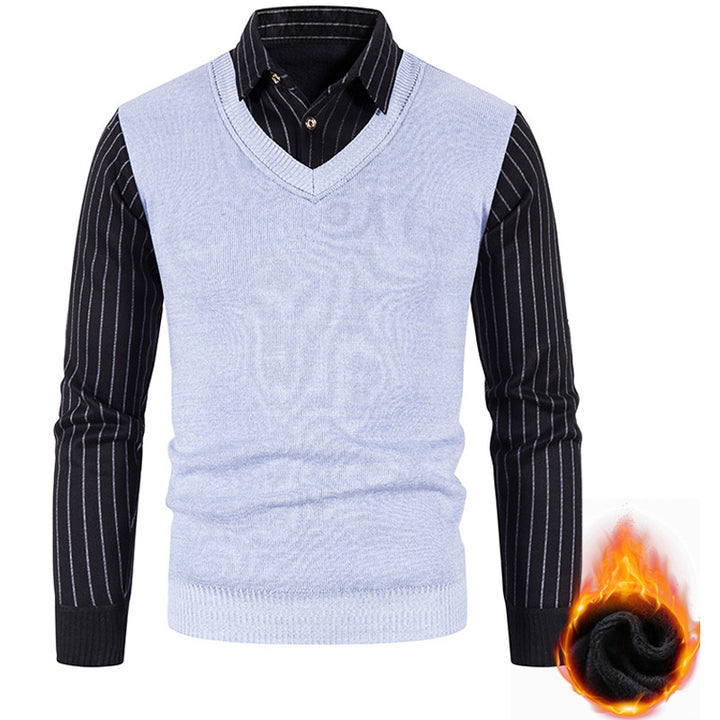 Herren Thermo-gefütterte V-Ausschnitt Strickweste mit Rippbündchen Drune