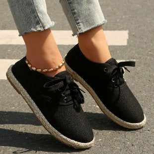Damen  atmungsaktive Strick-Espadrilles mit geflochtener Jute-Sohle und flexiblem Memory-Fußbett Drune