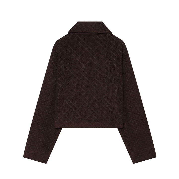 Damen Cropped gesteppte Cordjacke mit abgerundetem Kragen und Pattentaschen Drune
