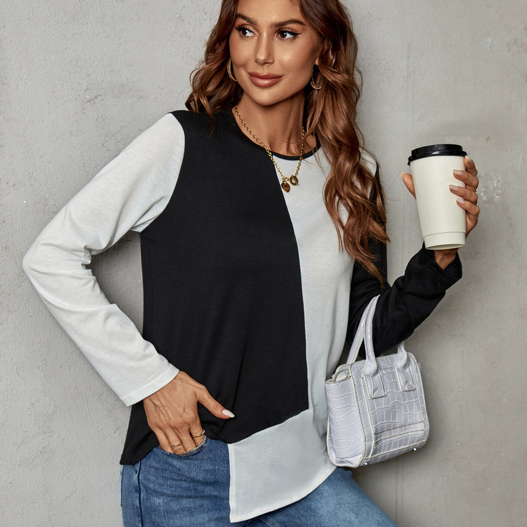 Damen stylisches Langarmshirt mit modischem Farbblocking Drune