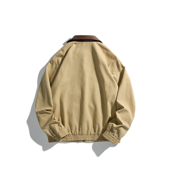 Herren Kurz geschnittene Blousonjacke mit Kunstlederkragen, Druckknopfleiste und elastischen Bündchen Drune