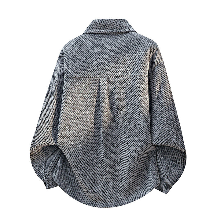 Damen großzügig geschnittene Overshirt-Jacke mit Hemdkragen und strukturierter Musteroptik Drune