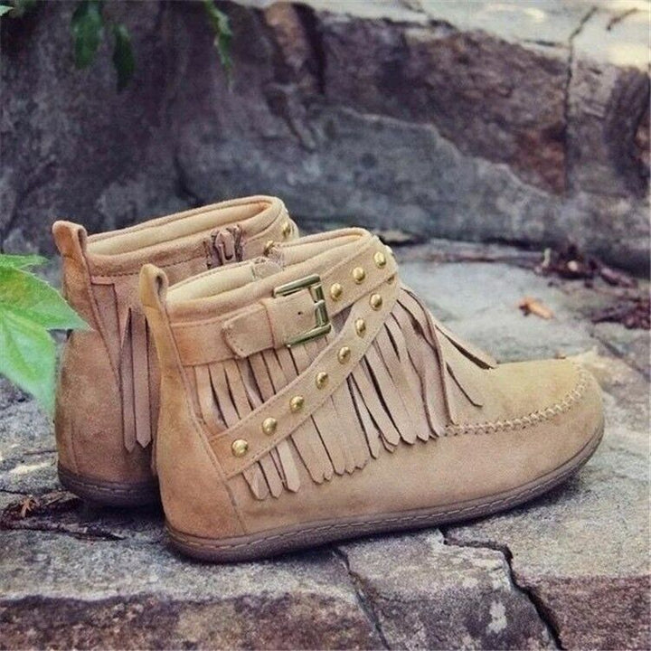 Damen Fransen-Stiefeletten mit dekorativen Nieten Drune