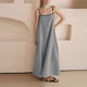 Damen Maxikleid mit lockerem Schnitt und verstellbaren Spaghettiträgern Drune