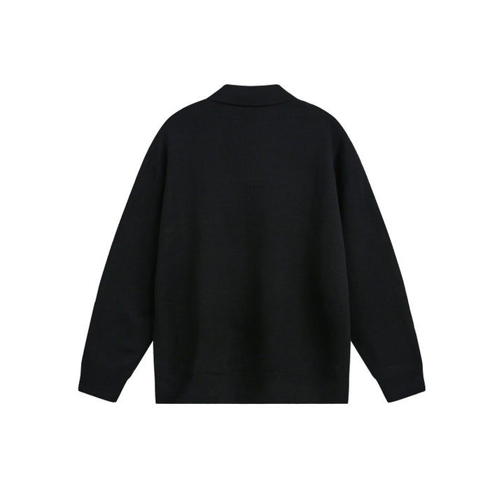 Herren Lockerer Strick-Polo-Pullover mit Knopfblende und Oversize-Schnitt Drune