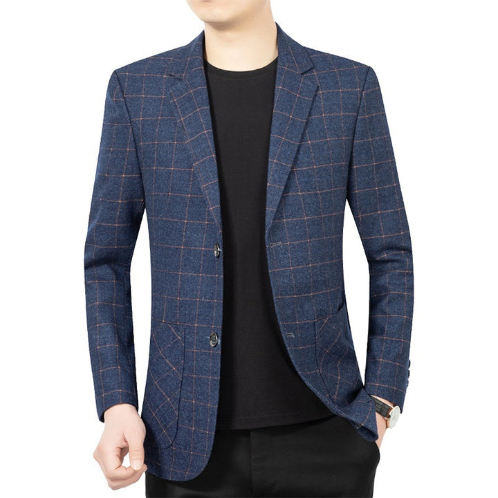 Herren Kariertes Slim-Fit Sakko aus Wollmischung Drune