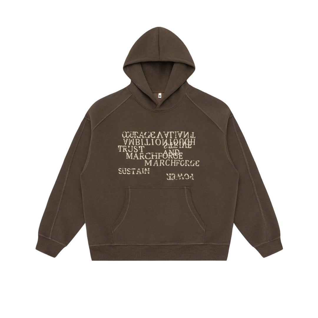 Unisex Oversize-Kapuzenpullover mit Raglanärmeln, Kängurutasche und versetztem Typo-Print Drune