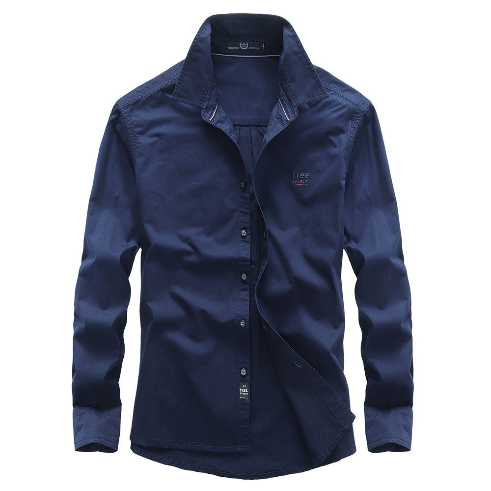 Herren Casual-Hemd aus Baumwollmix mit Kentkragen und dezentem Logo Drune