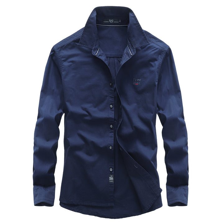 Herren Casual-Hemd aus Baumwollmix mit Kentkragen und dezentem Logo Drune
