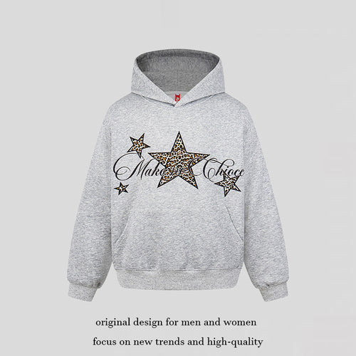 Damen Oversize Kapuzenpullover mit Kängurutasche und Leo‑Stern‑Print Drune