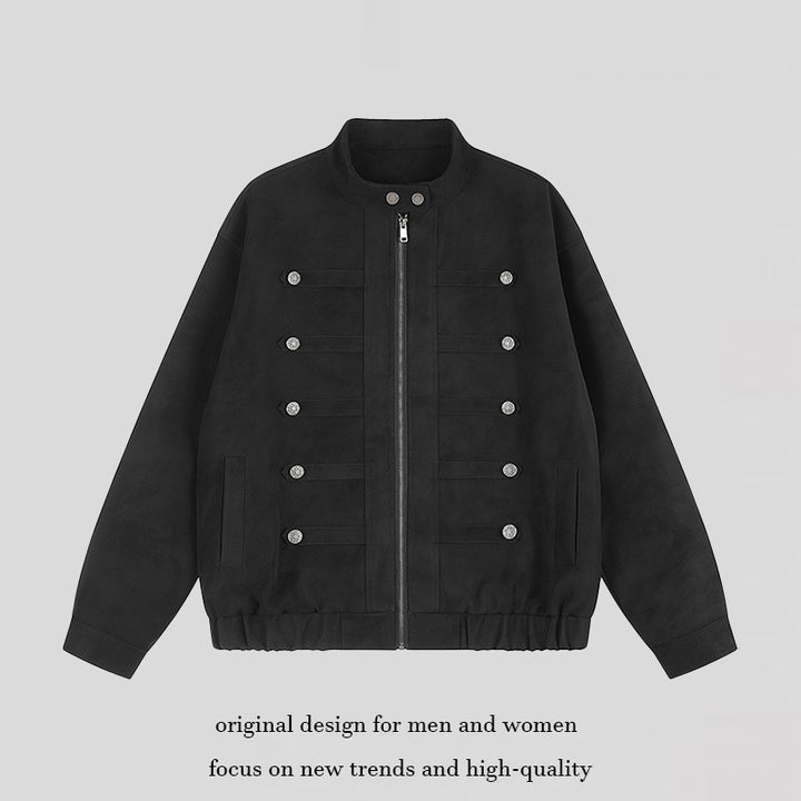 Damen Militärinspirierte Oversize-Jacke mit Stehkragen und Zierknopfreihe Drune