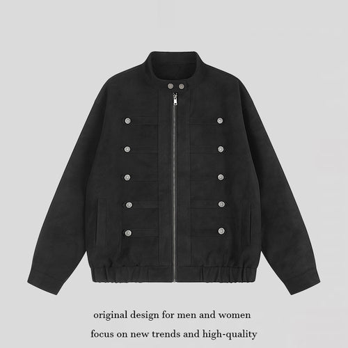 Damen Militärinspirierte Oversize-Jacke mit Stehkragen und Zierknopfreihe Drune
