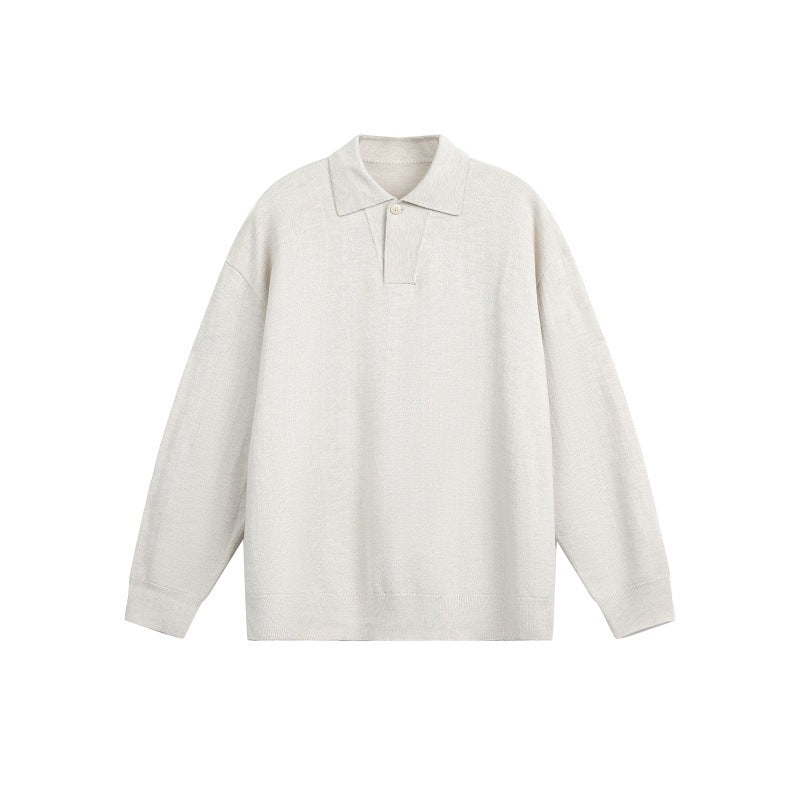 Herren Lockerer Strick-Polo-Pullover mit Knopfblende und Oversize-Schnitt Drune