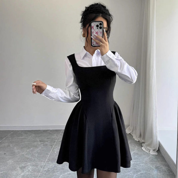 Damen A-Linien Kleid mit Quadrat-Ausschnitt und fließendem Rock Drune