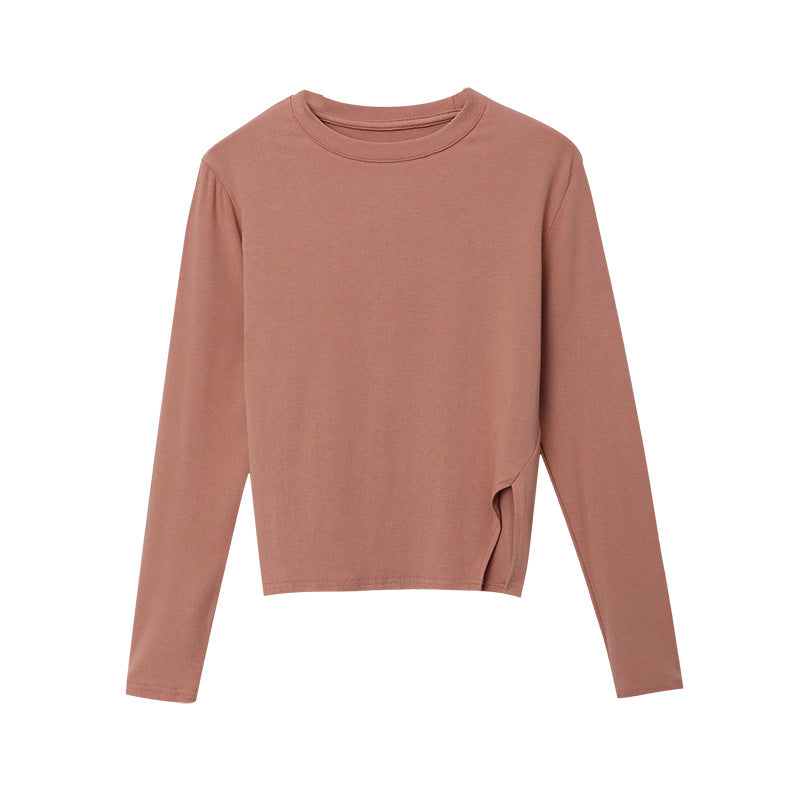 Damen Langarm-T-Shirt mit hochwertiger Rippstruktur und modischem Ausschnitt Drune