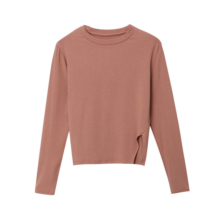 Damen Langarm-T-Shirt mit hochwertiger Rippstruktur und modischem Ausschnitt Drune