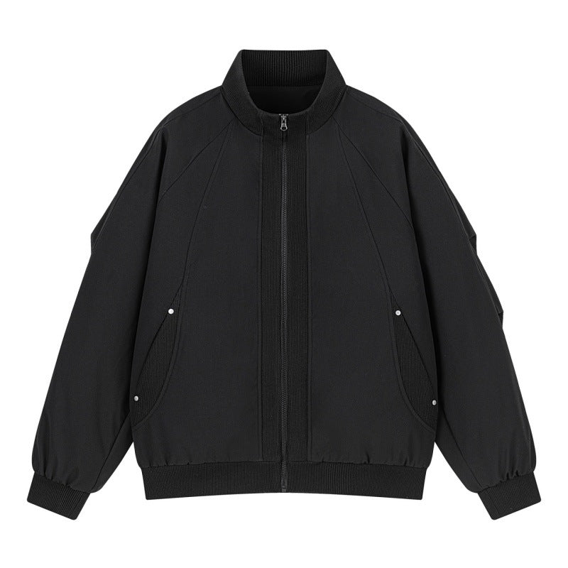 Damen Oversize Bomberjacke mit Raglanärmeln, Stehkragen und Eingrifftaschen Drune