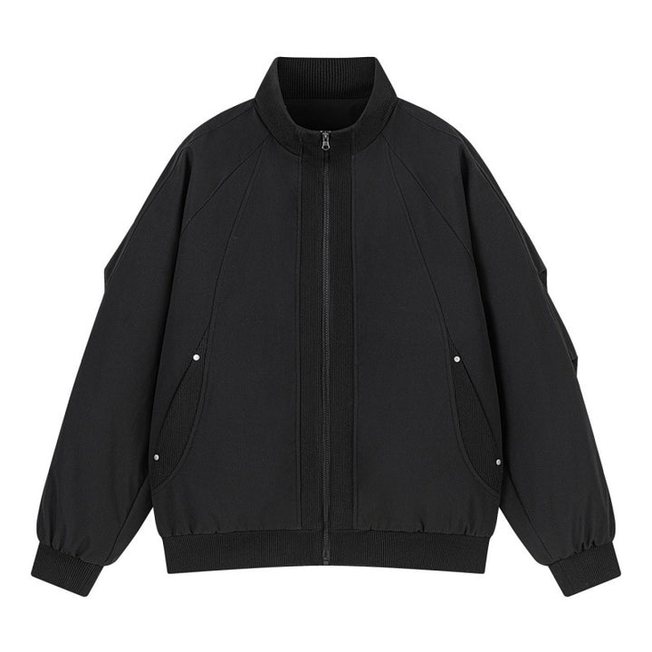 Damen Oversize Bomberjacke mit Raglanärmeln, Stehkragen und Eingrifftaschen Drune