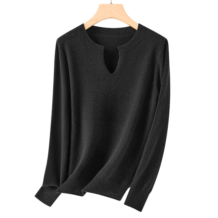 Damen Feiner Feinstrick-Pullover mit Schlüsselloch-Ausschnitt und gerippten Abschlüssen Drune