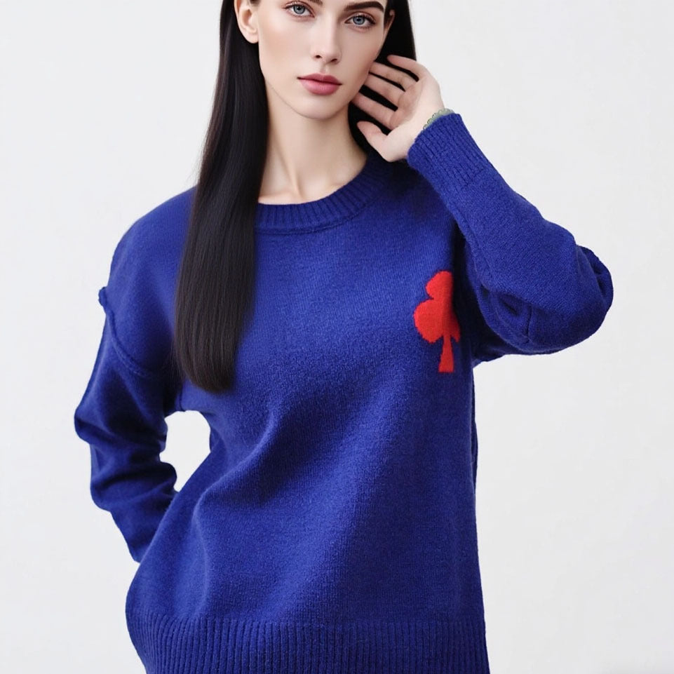 Damen Gemusterter Kurzpullover aus weichem Strickmaterial mit ikonischem Logo Drune