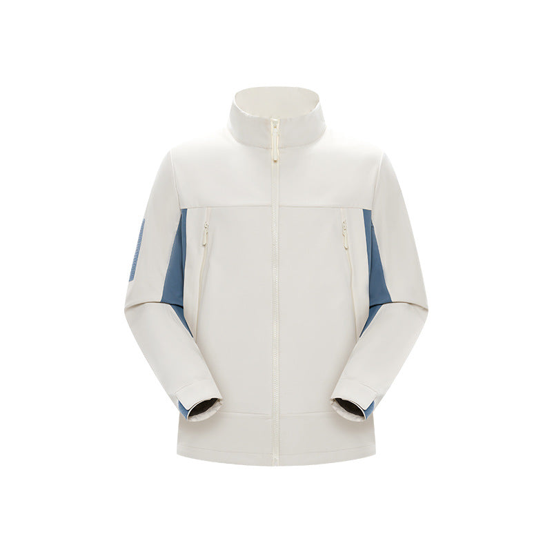Herren Hybrid-Softshelljacke im Urban-Tech-Look mit hohem Stehkragen und verdecktem Reißverschluss Drune