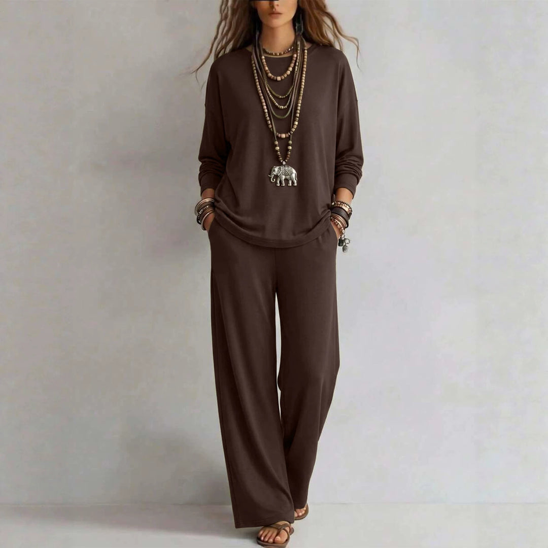 Damen Loungewear-Set mit weitem Bund und Oversize-Langarmshirt Drune