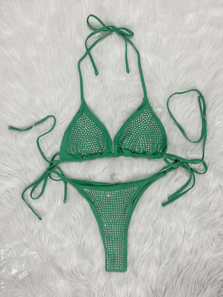 Damen Glitzernde Strass Bikini Set Drune