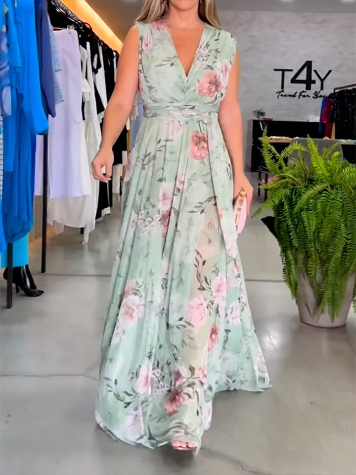 Damen Maxikleid mit fließendem Schnitt und eleganten Rüschendetails Drune