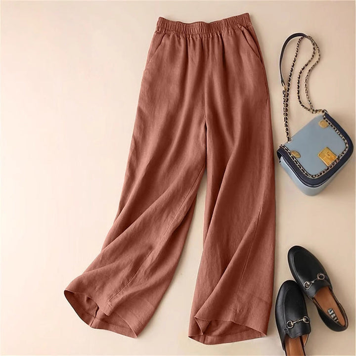 Damen Elegante Freizeithose mit elastischem Bund und seitlichen Taschen Drune