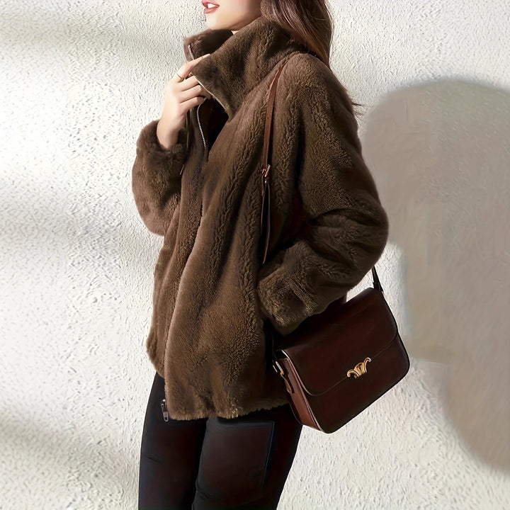 Damen Fleece-Jacke mit hohem Kragen und praktischem Reißverschluss Drune