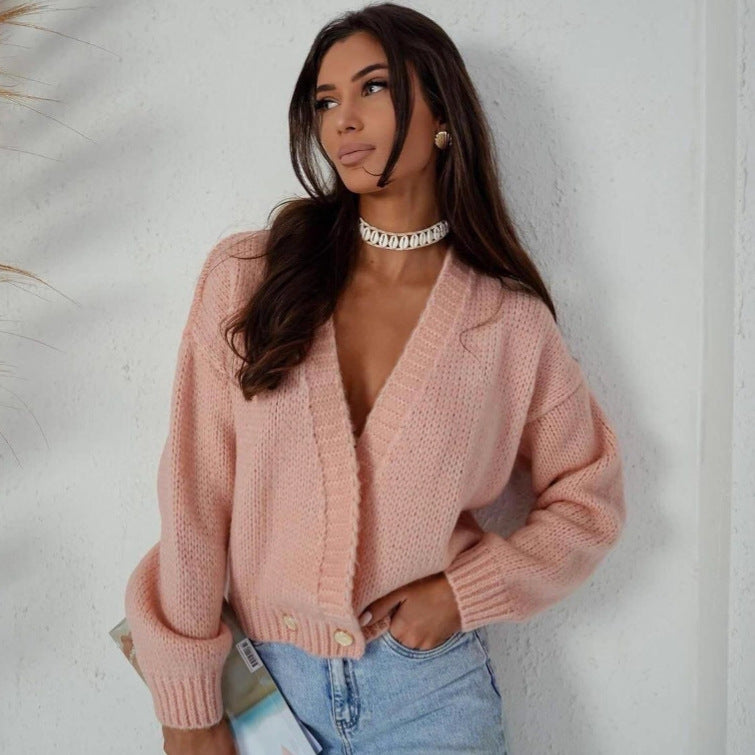 Damen modischer Strickcardigan mit Knopfdetails und weitem Schnitt Drune