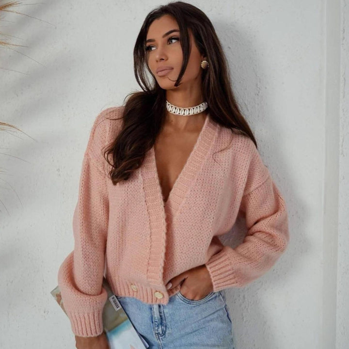Damen modischer Strickcardigan mit Knopfdetails und weitem Schnitt Drune