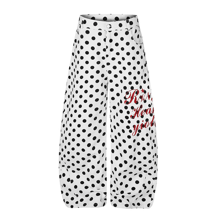 Damen Weite Culotte-Jeans mit Polka-Dot, ballonförmigem Saum und hoher Taille Drune