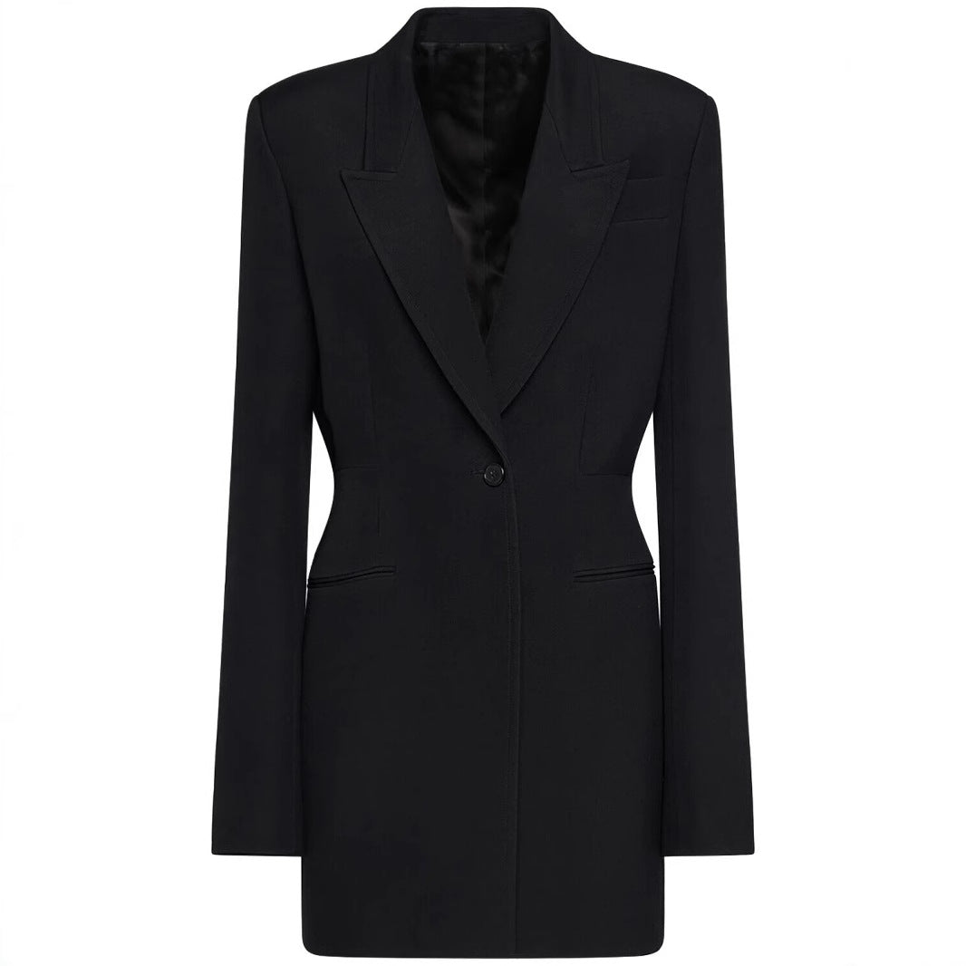 Damen Einreihiger Longblazer mit taillierter Silhouette und weiter Palazzohose Drune