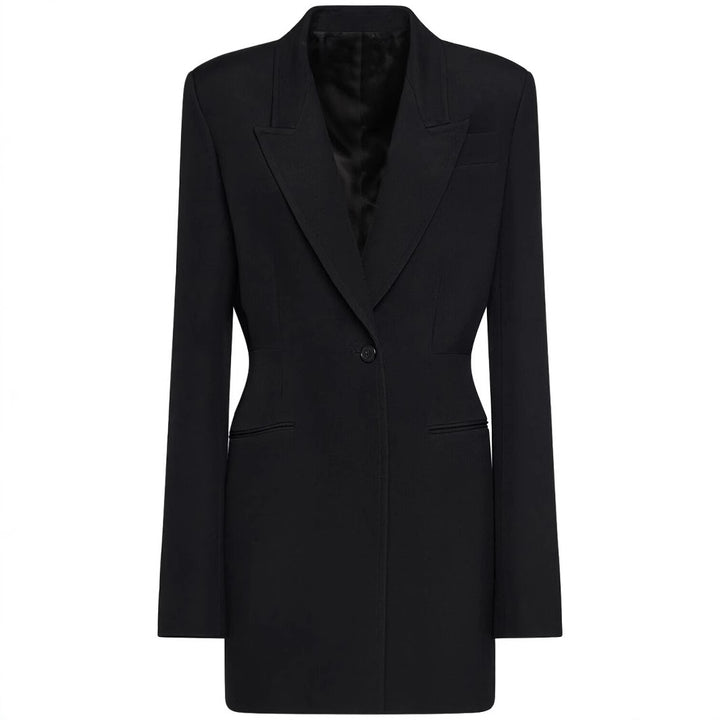 Damen Einreihiger Longblazer mit taillierter Silhouette und weiter Palazzohose Drune