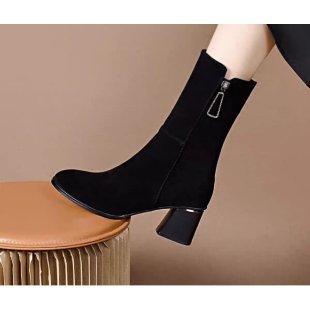 Damen Elegante und stilvolle Stiefeletten mit Blockabsatz Drune