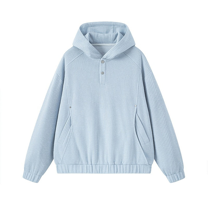 Damen Modischer Kapuzenpullover mit Knopfdetails Drune