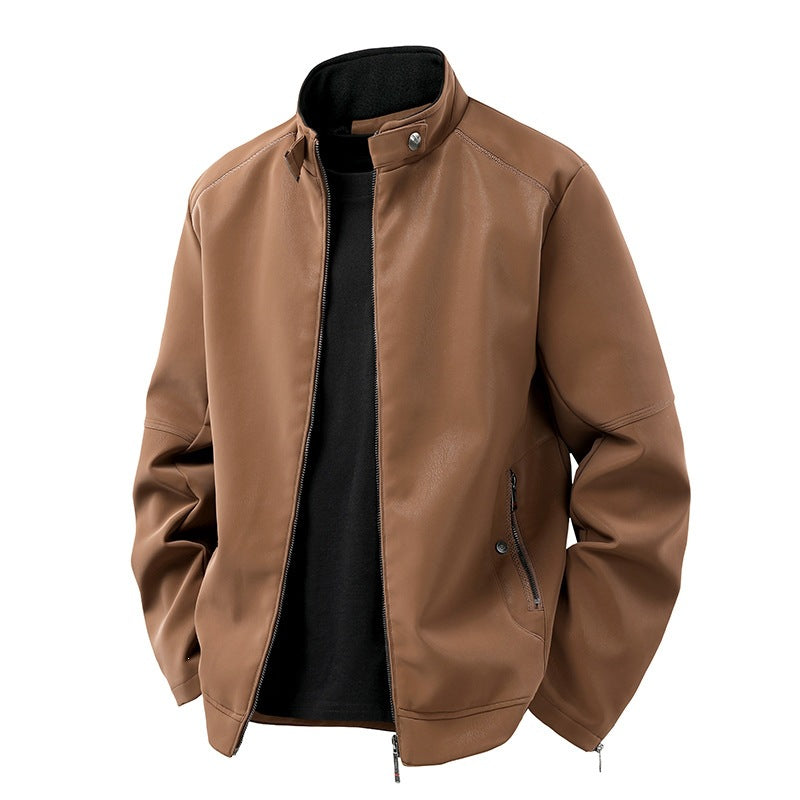 Herren Stilvolle und moderne Kunstlederjacke Drune