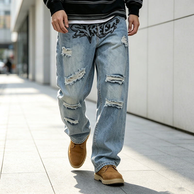 Herren Modische Ripped Jeans Drune