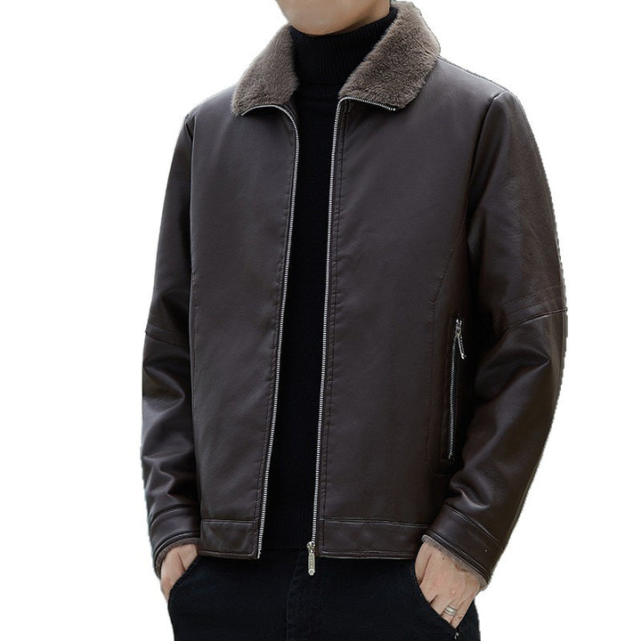 Herren Kunstlederjacke mit Stehkragen Drune