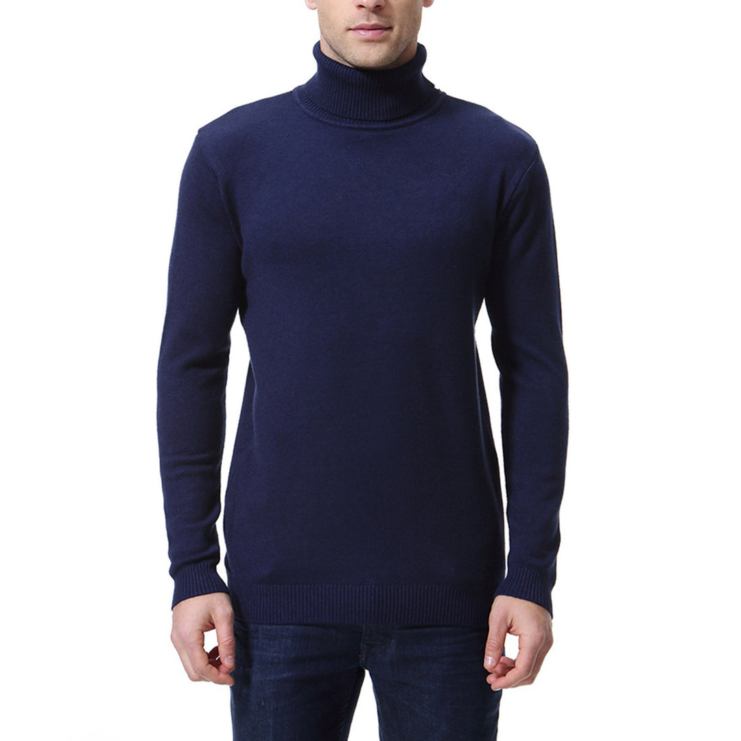Herren nan schlanker Feinstrick-Rollkragenpullover aus Merino-Baumwollmix mit Rippenbündchen Drune