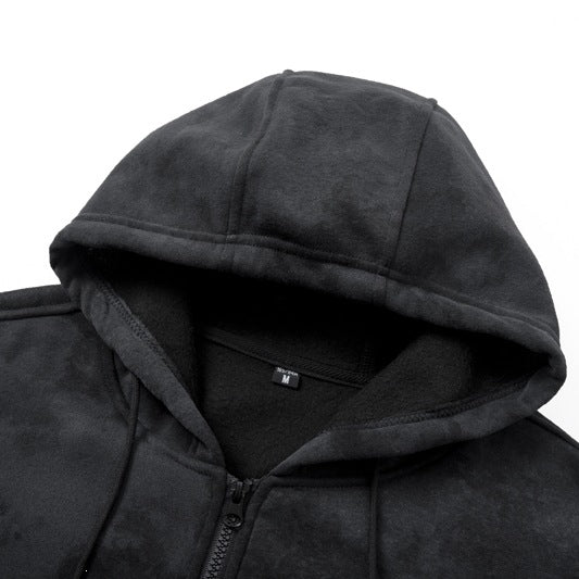 Unisex Oversize Kapuzenzipjacke aus schwerer French-Terry mit Kängurutaschen Drune