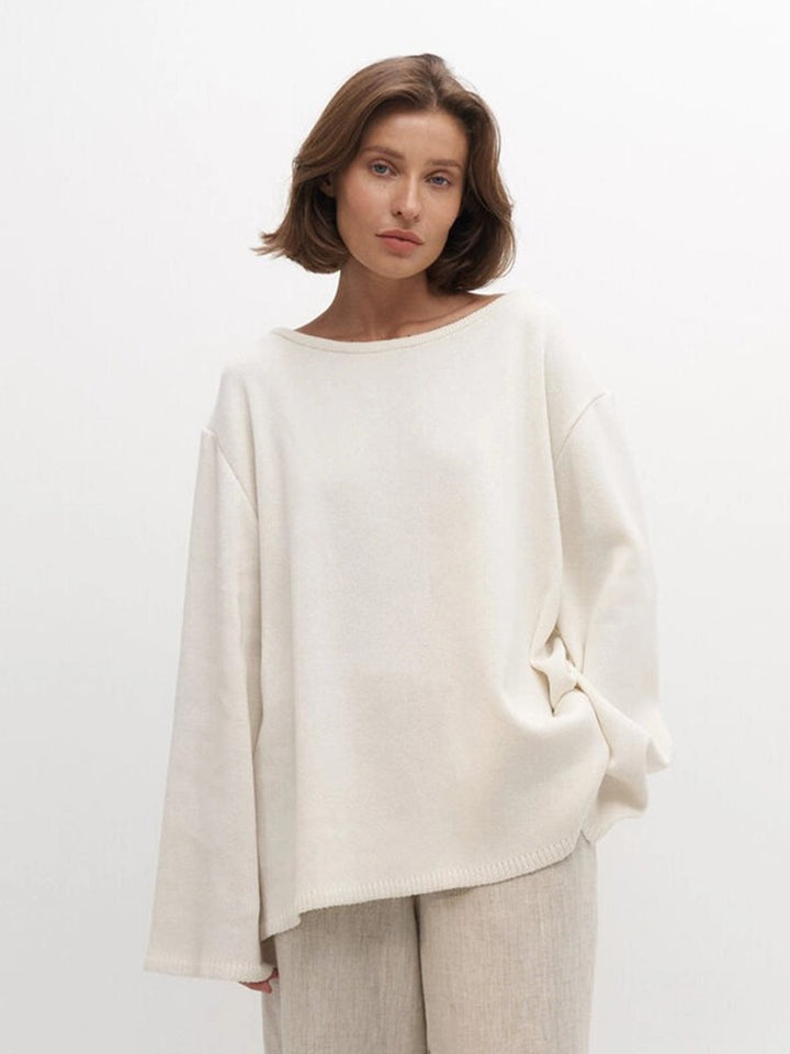 Damen Grobstrick-Kapuzenpullover aus reiner Baumwolle mit Kordelzug Drune