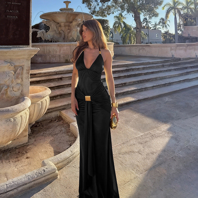 Damen Elegantes Maxikleid mit raffiniertem Wickeldesign Drune