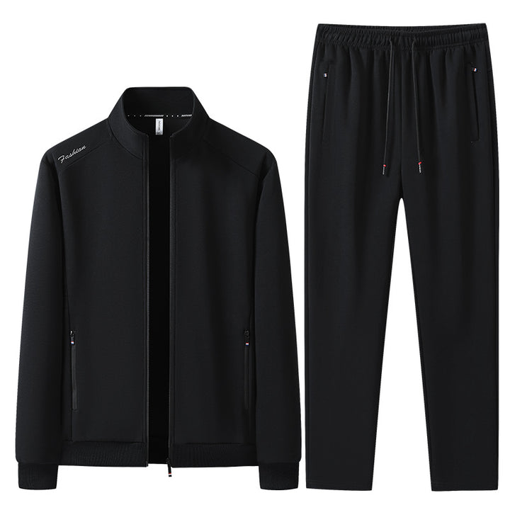 Herren Zweiteiliges Sport-Lounge-Set mit Stehkragen, verdecktem Reißverschluss & Kordelbund Drune
