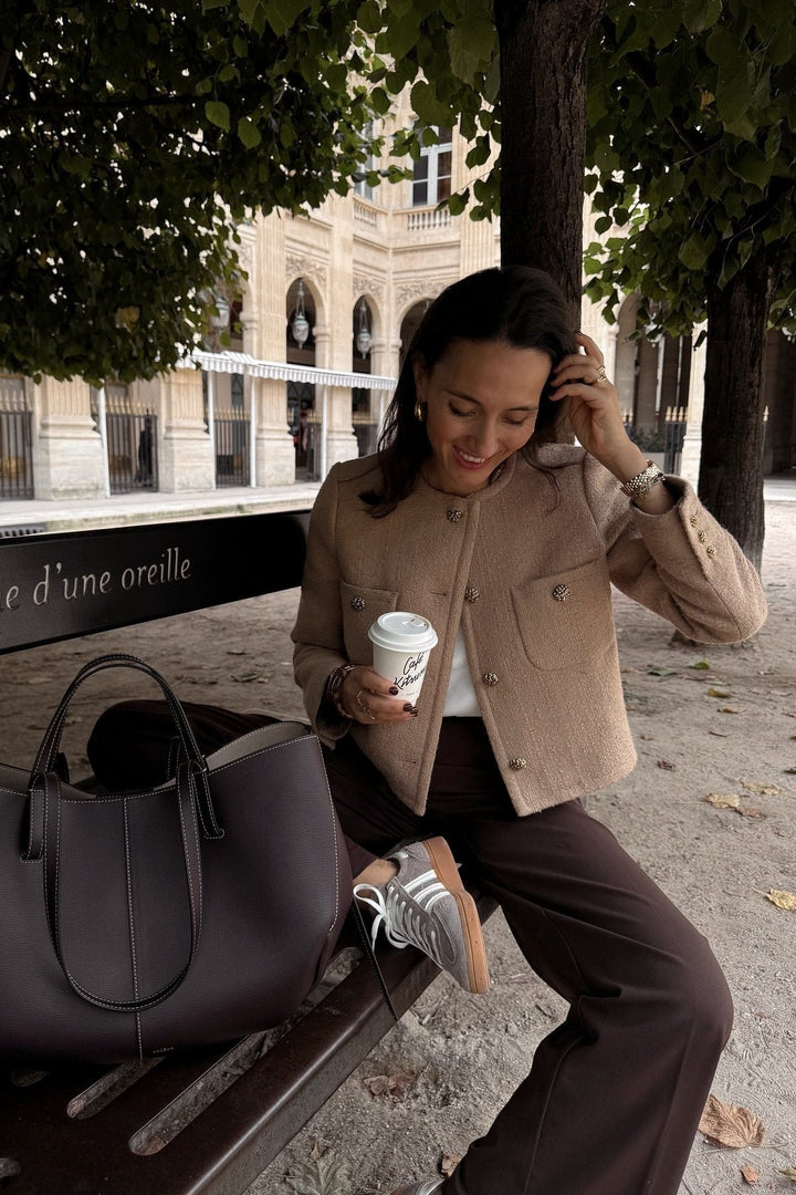 Drune | Figurbetonte Bouclé-jacke Dekorative Knöpfe Raffiniert und Modern