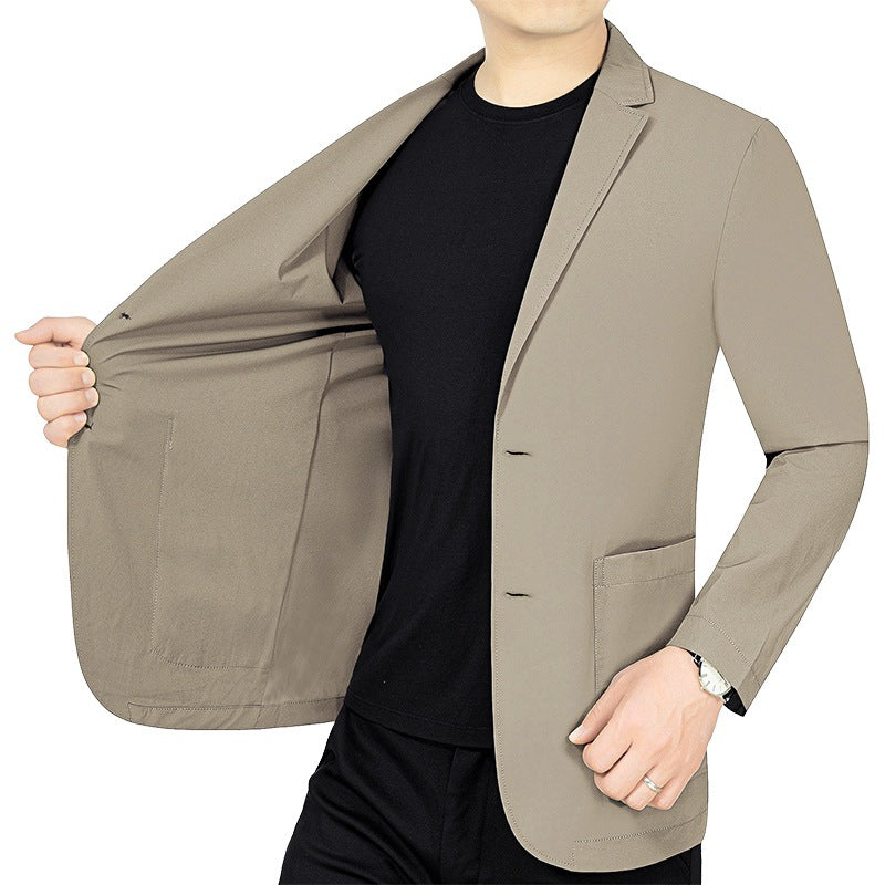 Herren legerer elastischer Sommerblazer mit dreiviertelärmeln und schlanker Passform Drune